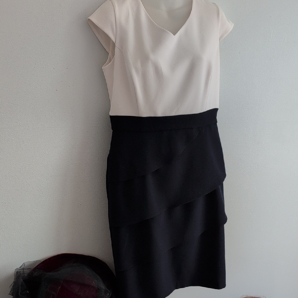 Cleo Two-Tone Midi Dress in Cream and Black